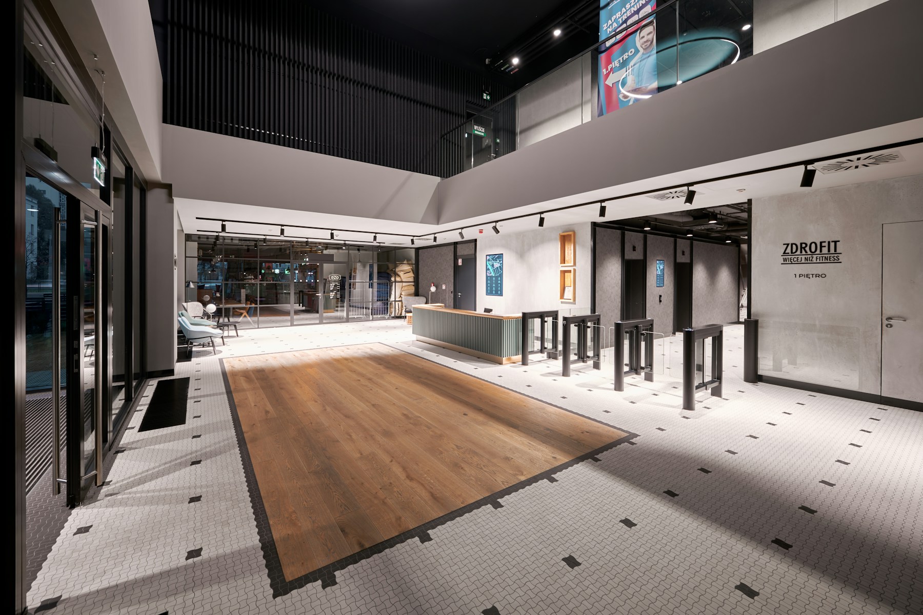 Commercial space with wood-look flooring